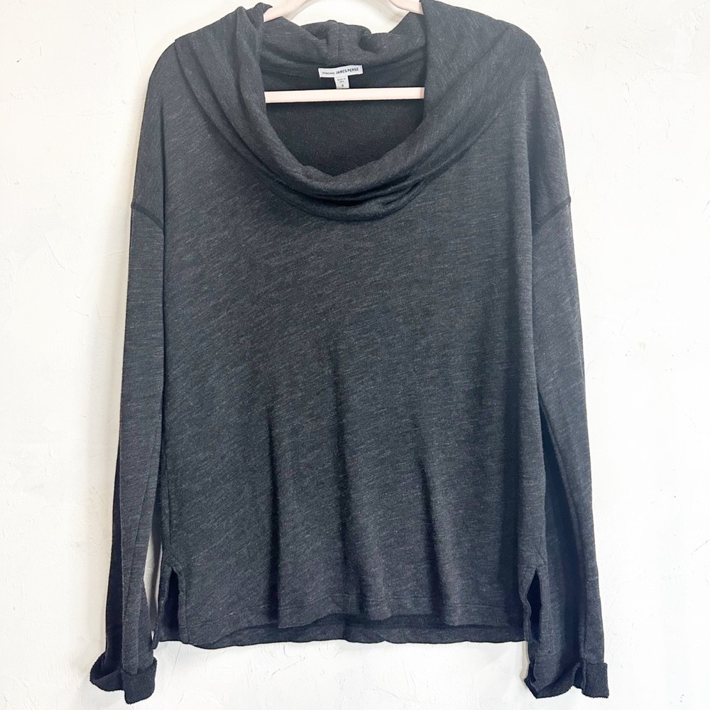 James Perse Standard Gray Cowl Neck Sweater Heathered Gray Women's Size 4 XL